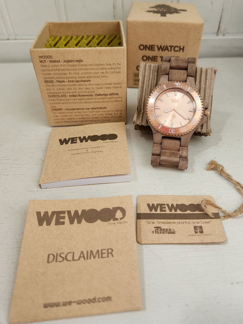 Wewood Men's Walnut Wooden Watch Rose Gold Dial
